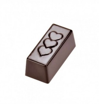 Chocolate mold rectangle heart 38x18x17mm 30pcs 11g