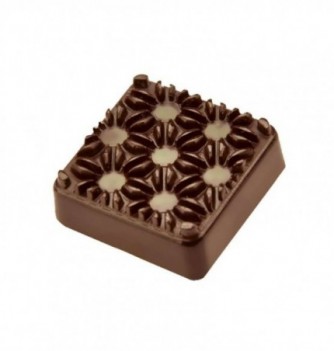 Chocolate mold square with flowers 30x30x11mm 18pcs 10g
