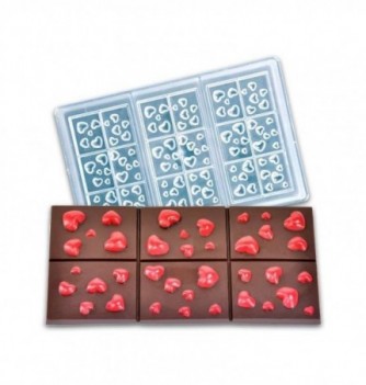 Chocolate mold -Chocolate Bar with Hearts - 3 pcs