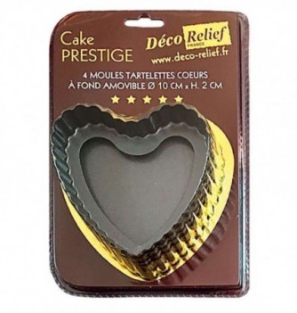 Lot de 4 moules anti-adhésif mini tarte coeur