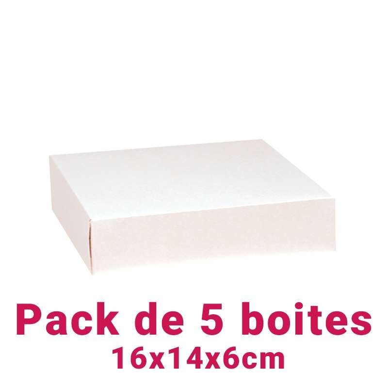 Set of 5 White Rectangular Pastry Boxes (16x14x6cm)