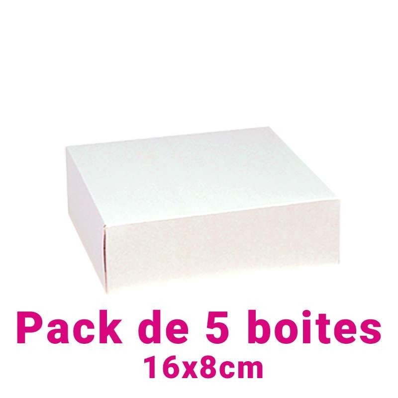 Lot de 5 boites pâtissières carrées blc 16x8cm