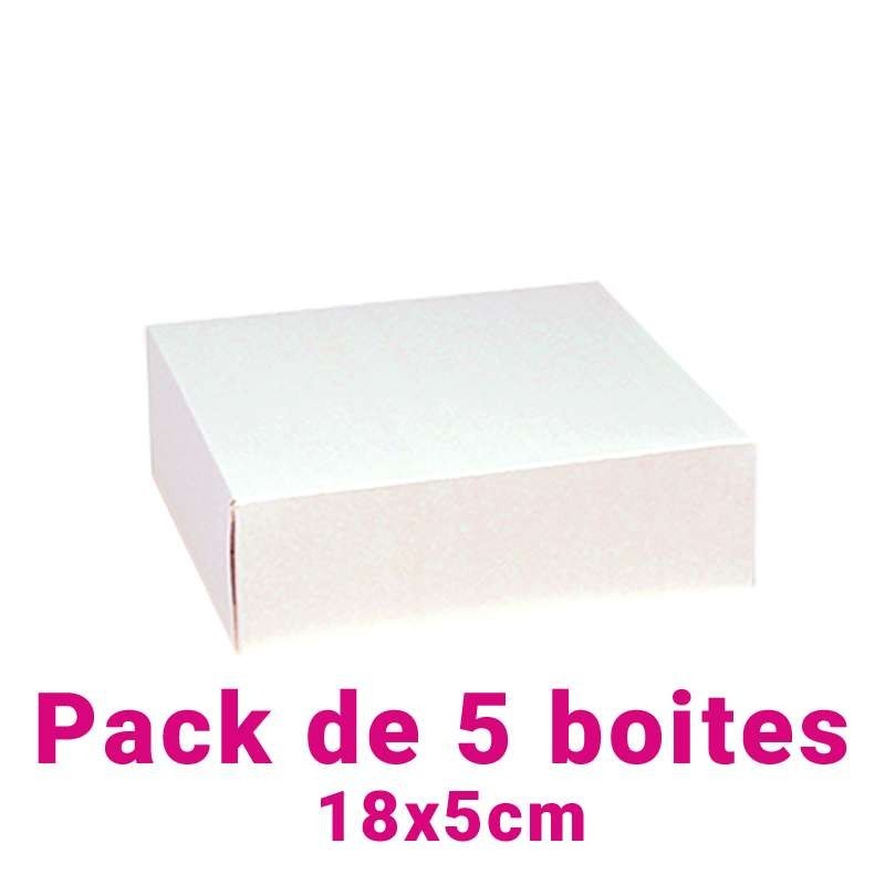 Lot de 5 boites pâtissières carrées blc 18x5cm