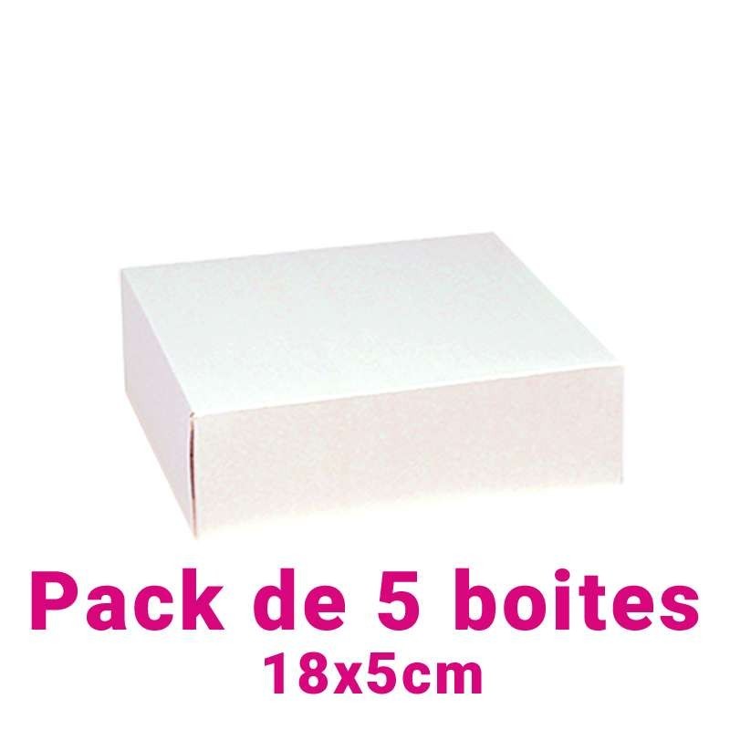 Set of 5 White Square Pastry Boxes (18x5cm)