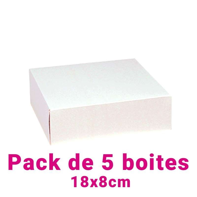 Lot de 5 boites pâtissières carrées blc 18x8cm