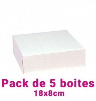 Lot de 5 boites pâtissières carrées blc 18x8cm