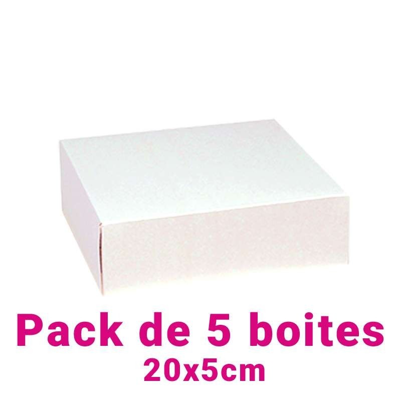 Set of 5 White Square Pastry Boxes (20x5cm)