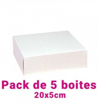 Lot de 5 boites pâtissières carrées blc 20x5cm