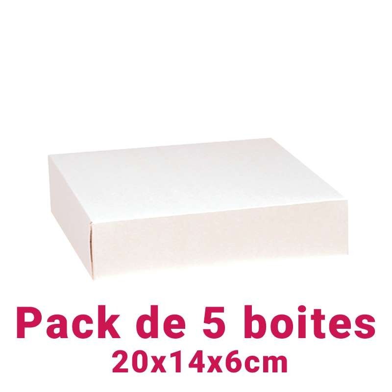 Set of 5 White Rectangular Pastry Boxes (20x14x6cm)