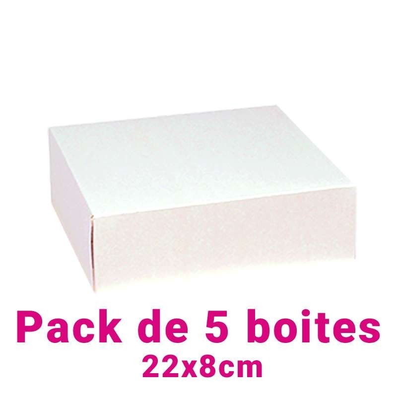 Lot de 5 boites pâtissières carrées blc 22x8cm