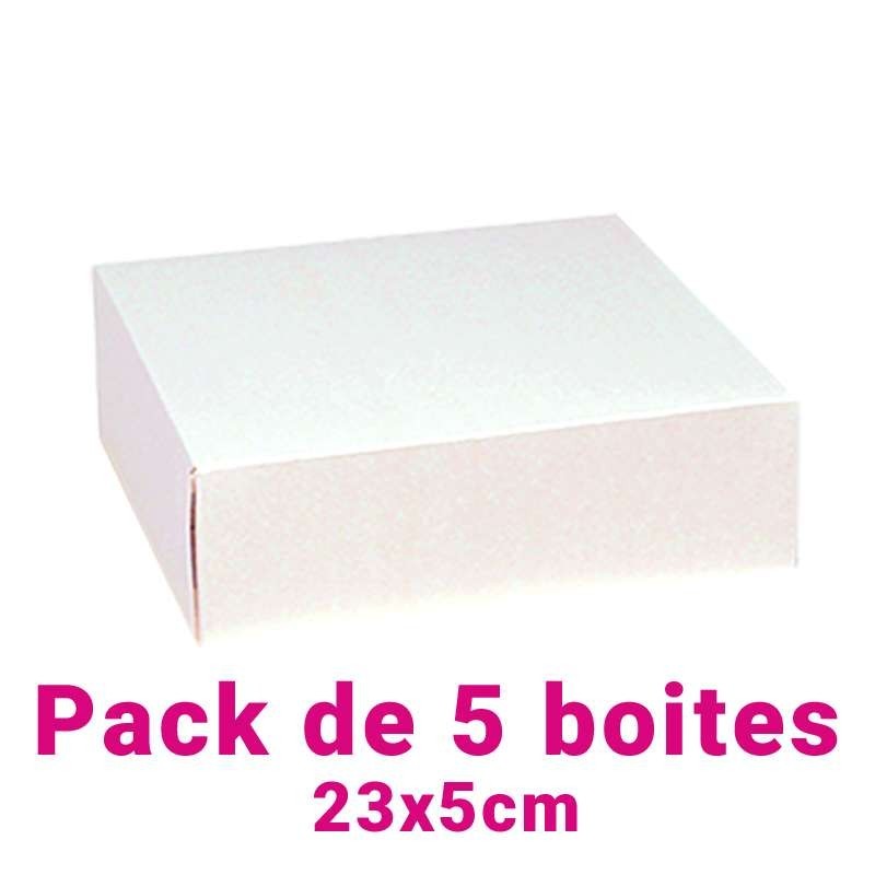 Lot de 5 boites pâtissières carrées blc 23x5cm