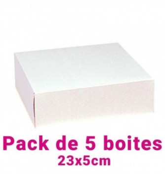 Lot de 5 boites pâtissières carrées blc 23x5cm