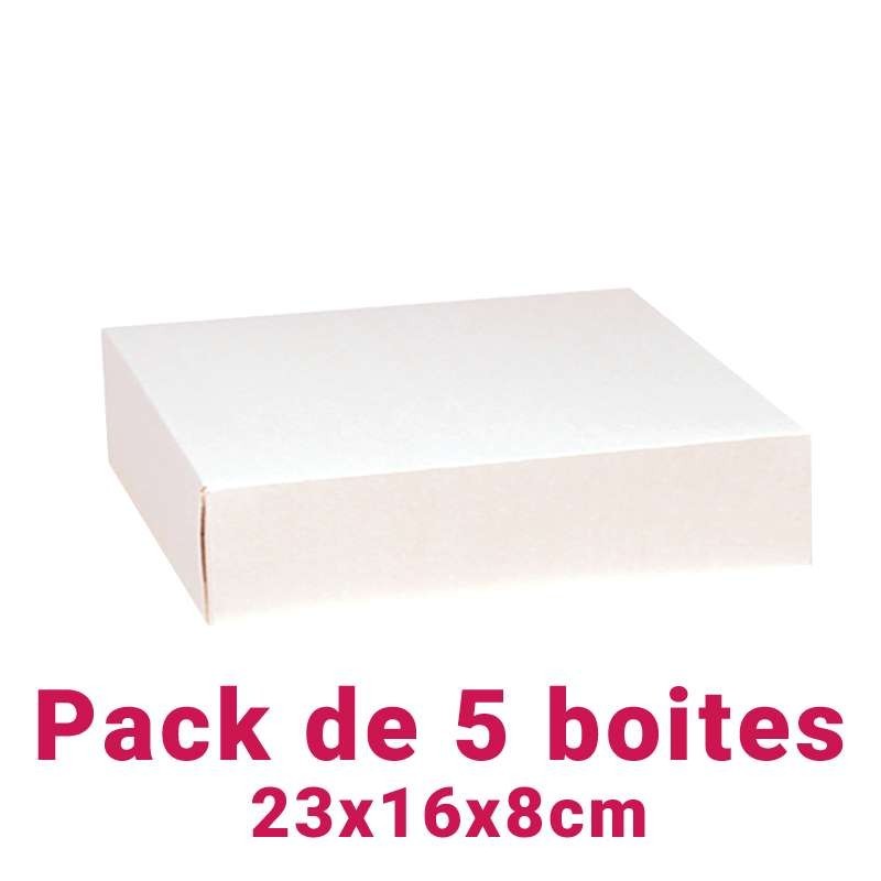 Set of 5 White Rectangular Pastry Boxes (23x16x8cm)