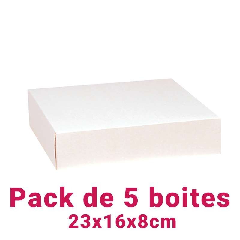 Lot de 5 boites pâtissières rectangulaire blc 23x16x8cm