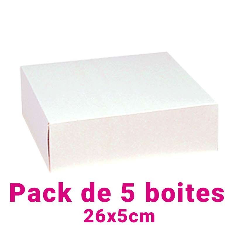 Set of 5 White Square Pastry Boxes (26x5cm)