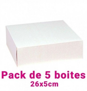 Lot de 5 boites pâtissières carrées blc 26x5cm