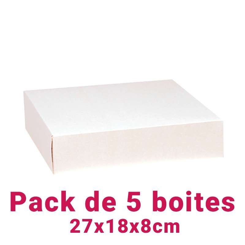 Set of 5 White Rectangular Pastry Boxes (27x18x8cm)