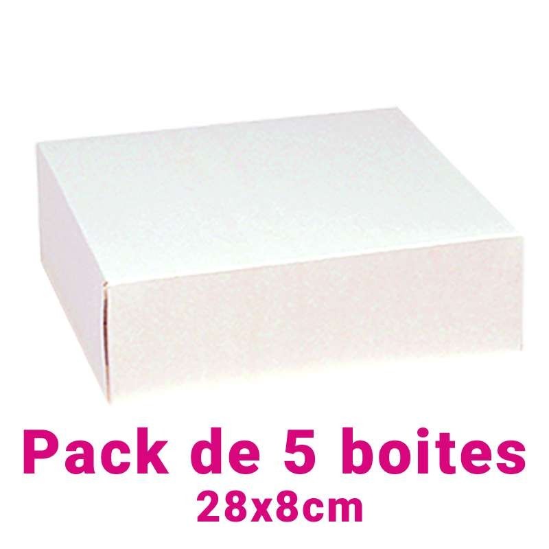 Set of 5 White Square Pastry Boxes (28x8cm)