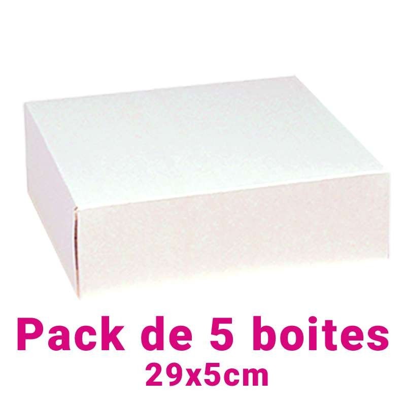 Lot de 5 boites pâtissières carrées blc 29x5cm