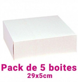 Lot de 5 boites pâtissières carrées blc 29x5cm