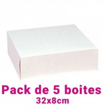 Set of 5 White Square Pastry Boxes (32x8cm)