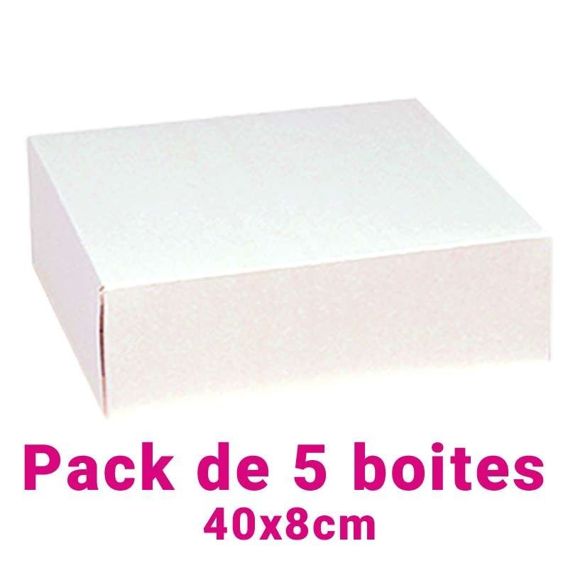 Lot de 5 boites pâtissières carrées blc 40x8cm