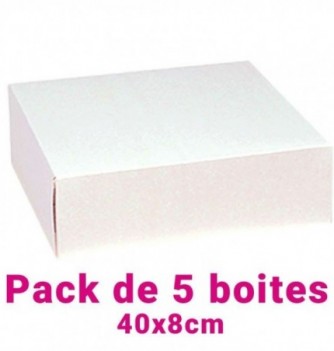 Lot de 5 boites pâtissières carrées blc 40x8cm