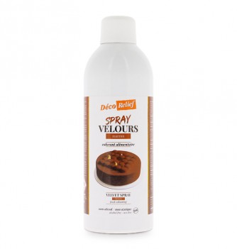 Bombe de spray velours marron à base de beurre de cacao, prêt à l'emploi, en format professionnel 400ml.