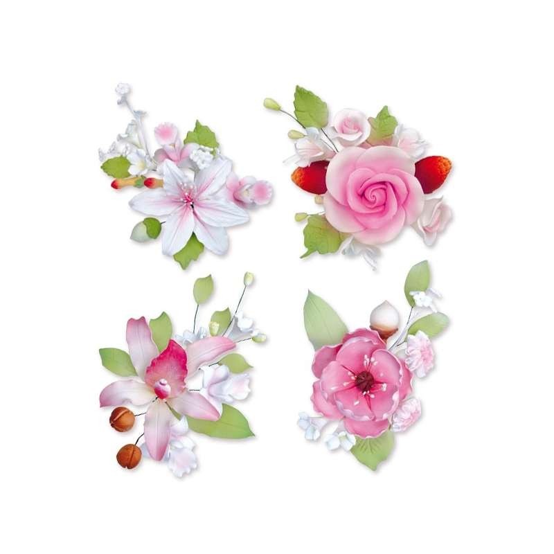 Gumpaste Flowers - 10 bunches pink flowers