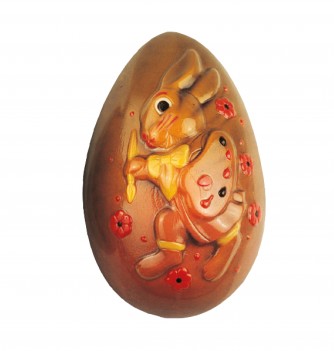 Chocolate mold half egg rabbit painter 180mm