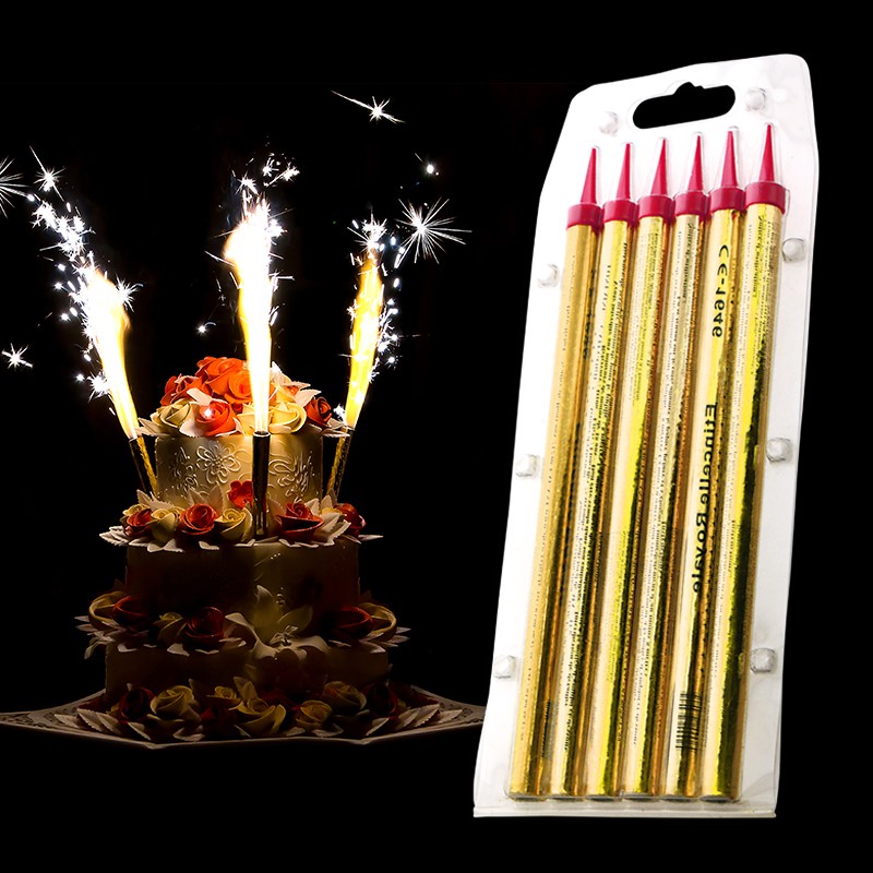 6 Pcs Gâteau Bougie Étincelle Firework Safe Smokeless Bougies d