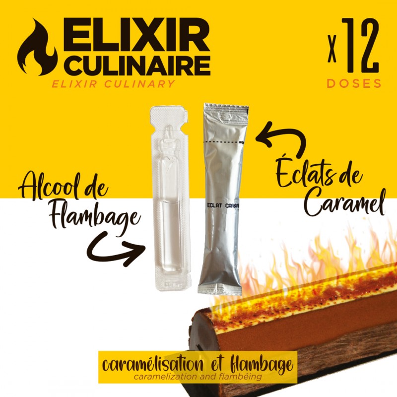 Élixir Culinaire - Kit éclats de caramel + alcool de flambage - 12 doses