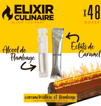 Élixir Culinaire - Kit éclats de caramel + alcool de flambage - 48 doses