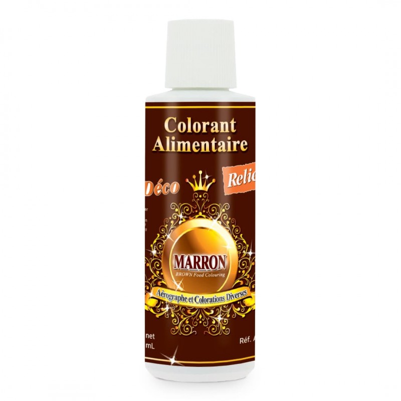 Colorant Alimentaire Liquide Professionnel - Base Eau - Marron - 125mL