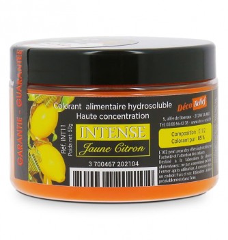 Colorant Alimentaire Hydrosoluble Intense en Poudre - Jaune Citron - 50g