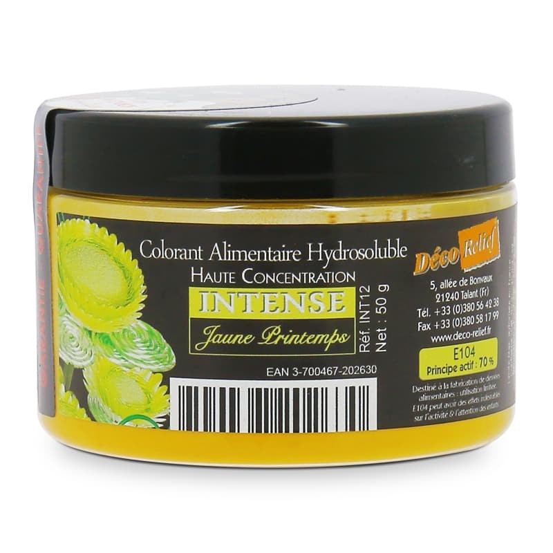 Colorant Alimentaire Hydrosoluble Intense en Poudre - Jaune Printemps- 50g