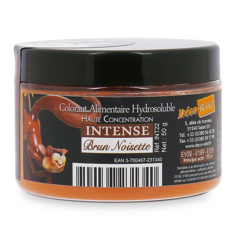 Colorant Alimentaire Hydrosoluble Intense en Poudre - Brun Noisette - 50g