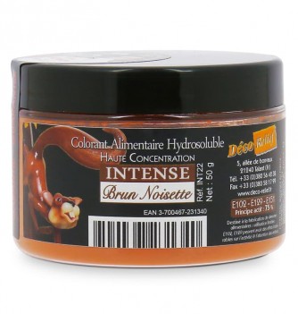 Colorant Alimentaire Hydrosoluble Intense en Poudre - Brun Noisette - 50g