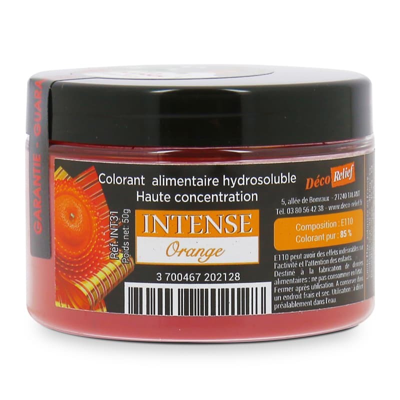 Colorant Alimentaire Hydrosoluble Intense en Poudre - Orange - 50g