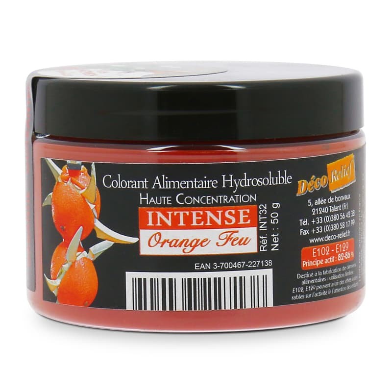 Colorant Alimentaire Hydrosoluble Intense en Poudre - Orange Feu - 50g