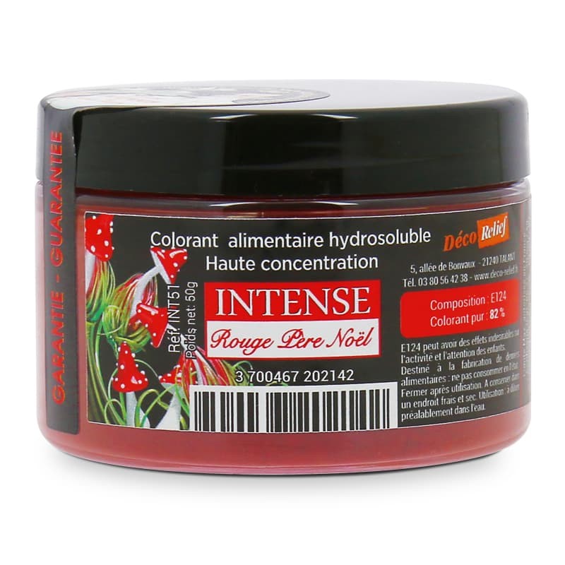 Colorant Alimentaire Hydrosoluble Intense en Poudre - Rouge Père Noël - 50g