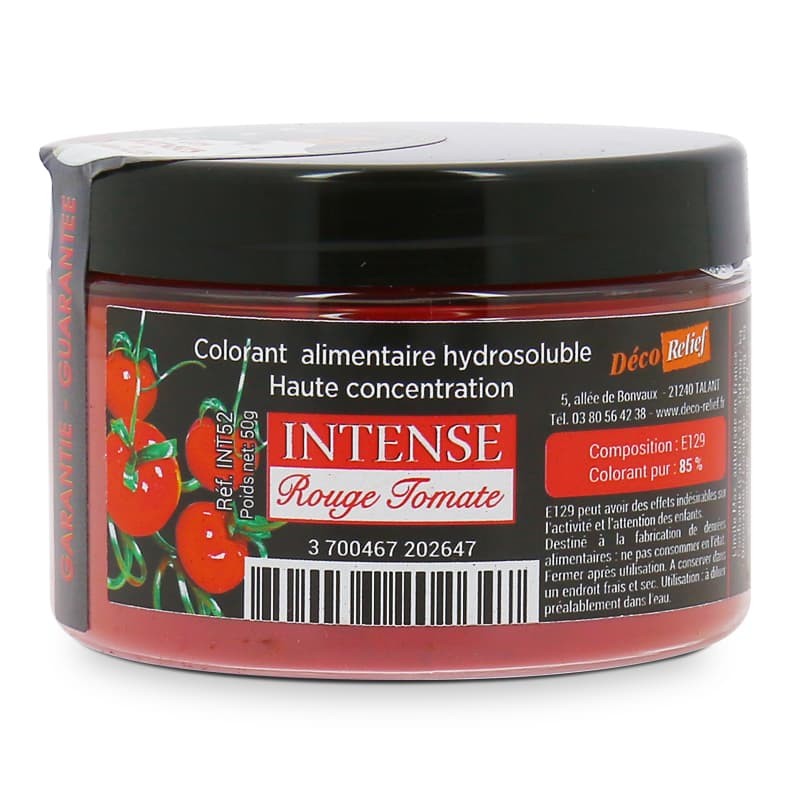 Colorant Alimentaire Hydrosoluble Intense en Poudre - Rouge Tomate - 50g