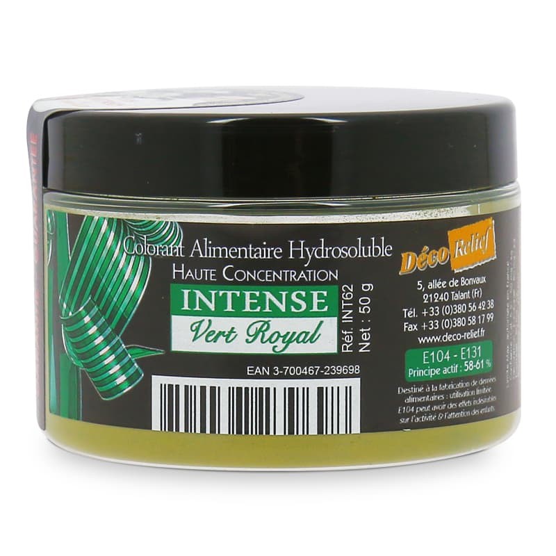 Colorant Alimentaire Hydrosoluble Intense en Poudre - Vert Royal - 50g