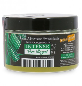 Colorant Alimentaire Hydrosoluble Intense en Poudre - Vert Royal - 50g