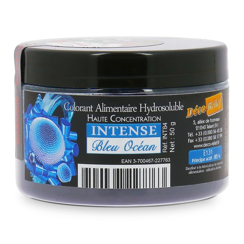 Colorant Alimentaire Hydrosoluble Intense en Poudre - Bleu Océan - 50g