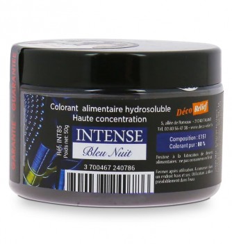 Colorant Alimentaire Hydrosoluble Intense en Poudre - Bleu Nuit - 50g