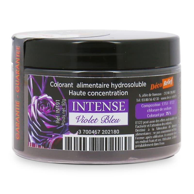 Colorant Alimentaire Hydrosoluble Intense en Poudre - Violet Bleu - 50g