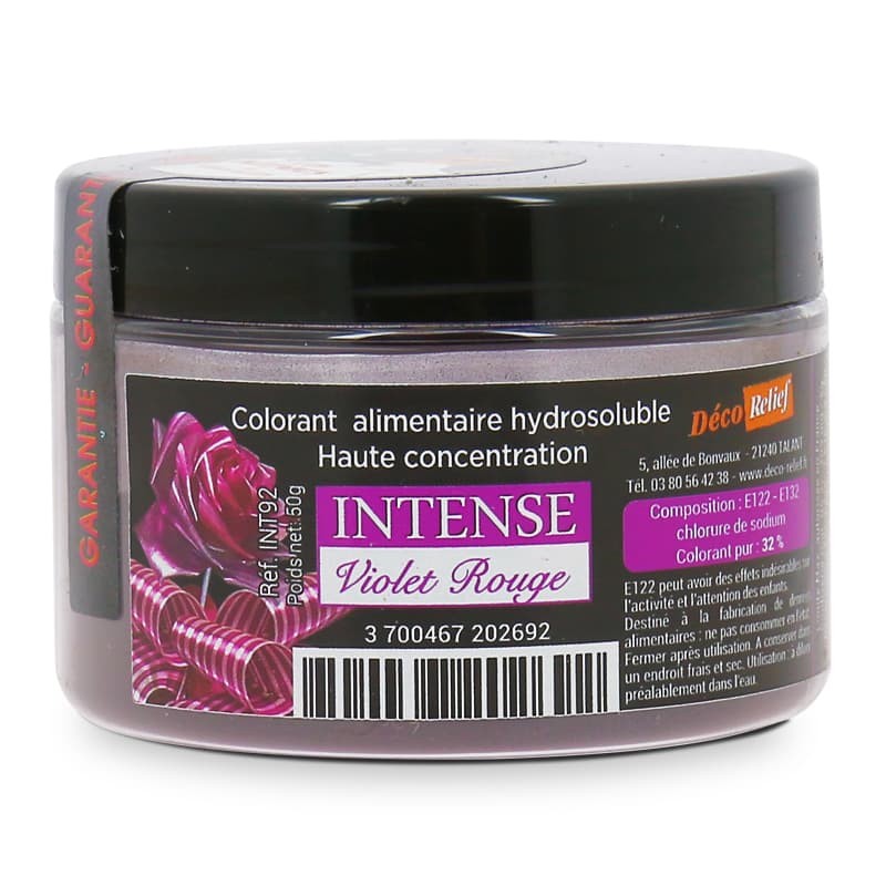 Colorant Alimentaire Hydrosoluble Intense en Poudre - Violet Rouge - 50g