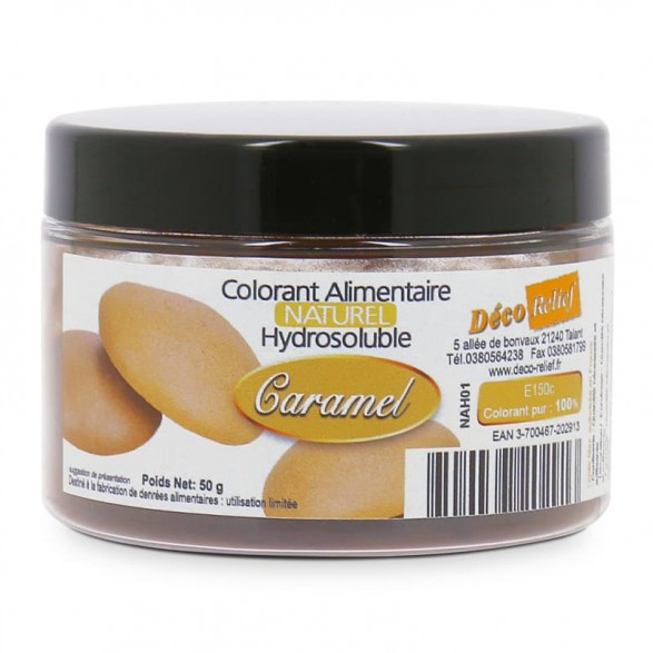 Colorant Alimentaire Naturel Hydrosoluble en Poudre - Caramel - Azo Free -  50g