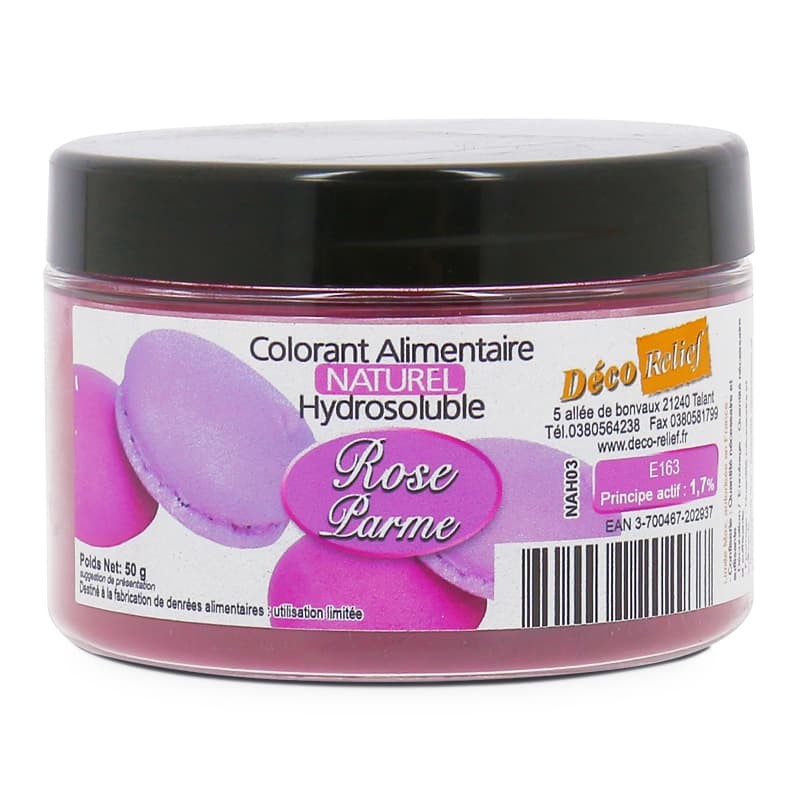 Colorant Alimentaire Naturel Hydrosoluble en Poudre - Rose Parme - Azo Free - 50g